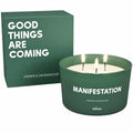 Soy Candle Jasmine & Sandalwood Scent 3 Wick Light Green 50Hr Burn